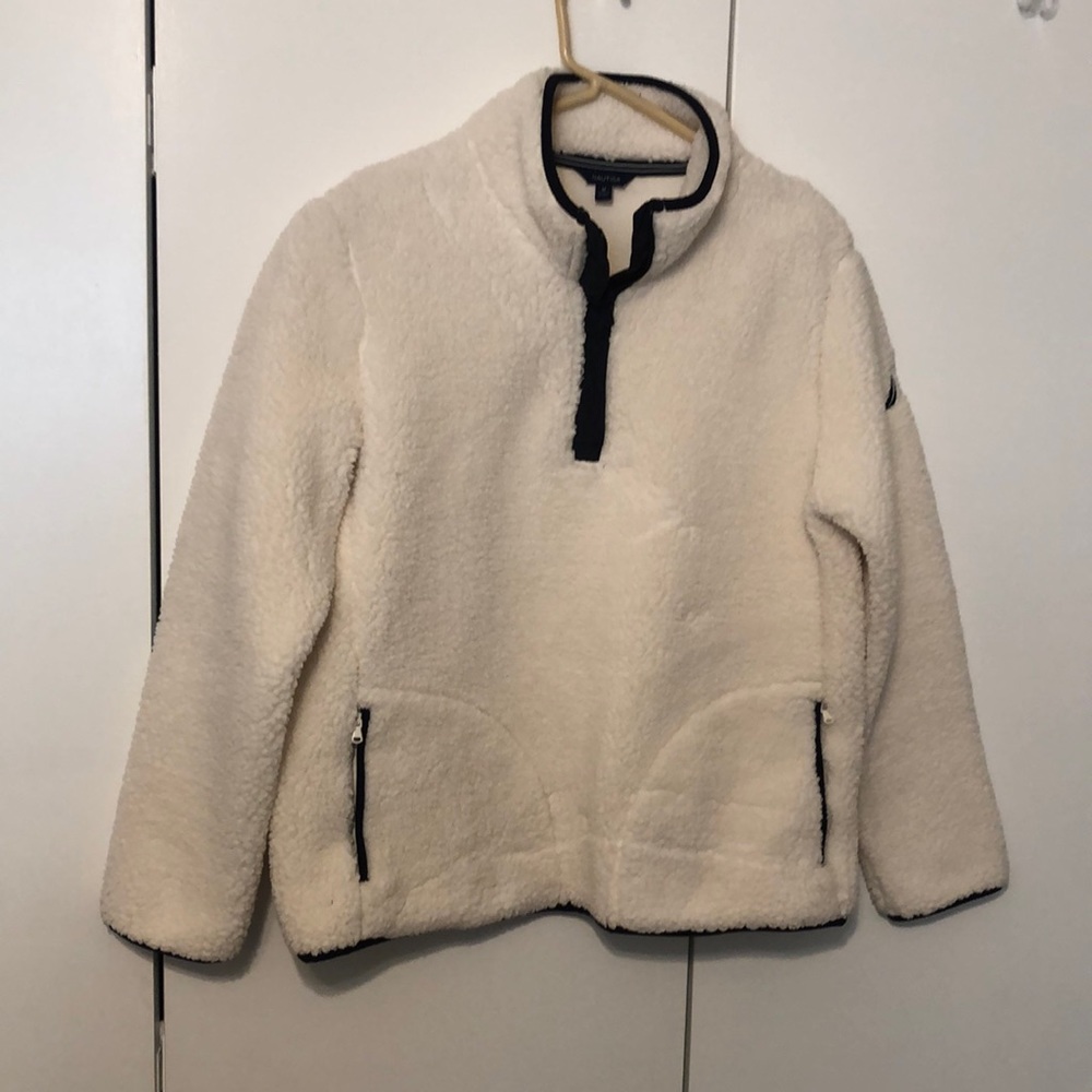 Nautica Cozy Sherpa Pull Over White Color Sweater Women’s Size Medium